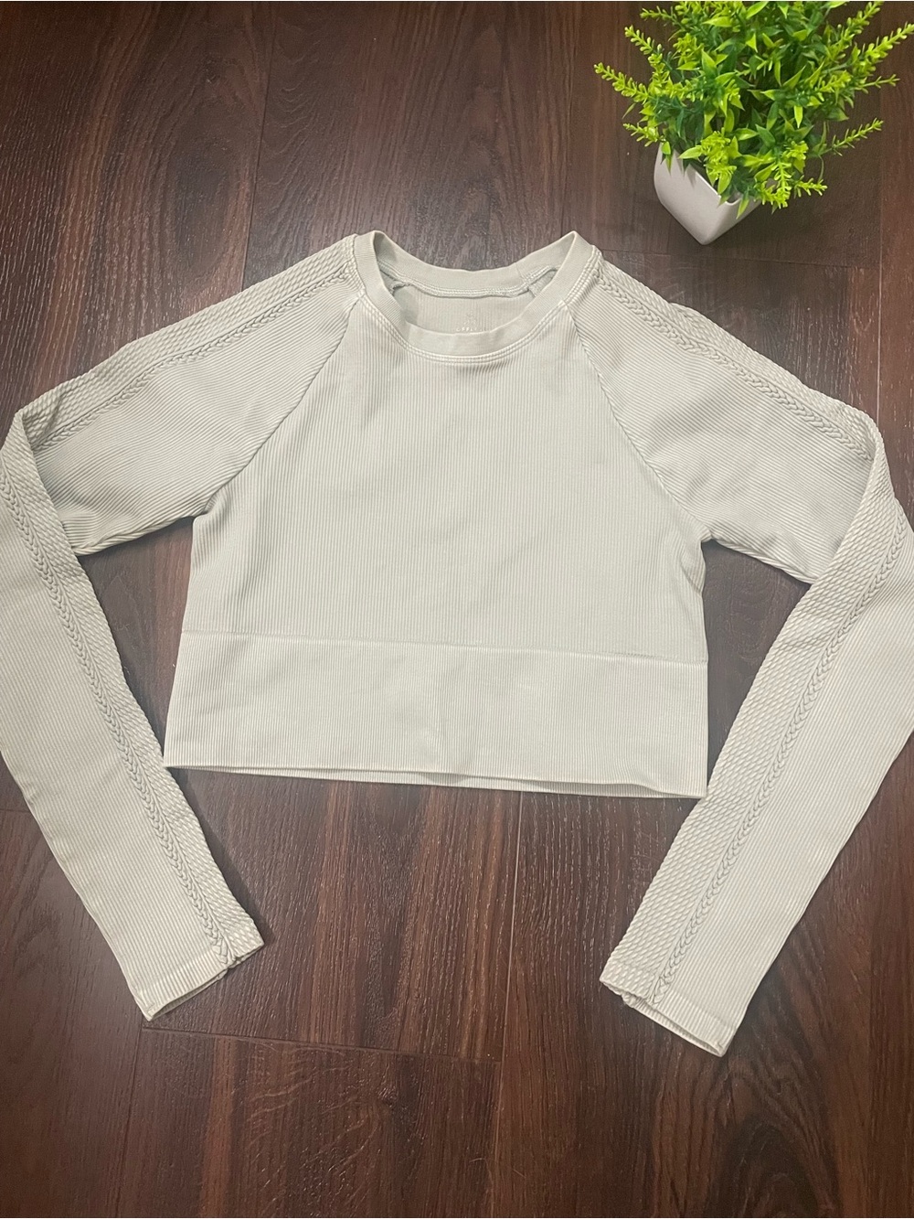 Offline by Aerie Big Chill Seamless Ribbed Long Sleeve Crop Top-Small